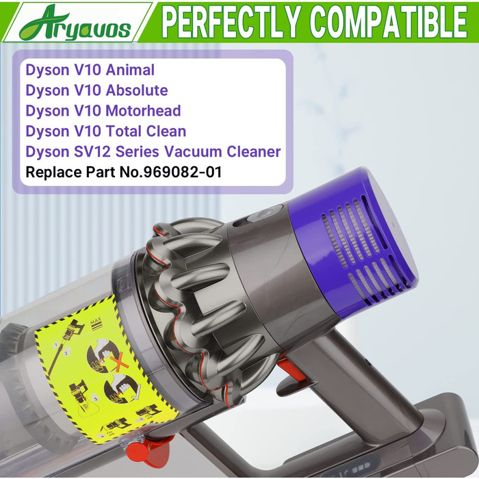 Змінний фільтр Aryavos 2 шт. для миється фільтра Dyson, пилосос для циклонних тварин V11, V15, SV14, повністю очищаючий пилосос, Заміна dy-970013 - 02 і 97001302 (V10-2 шт.)
