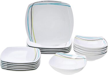 Набір посуду з 18 предметів, розрахований на 6 осіб (м'які лінії, однотонний колір)