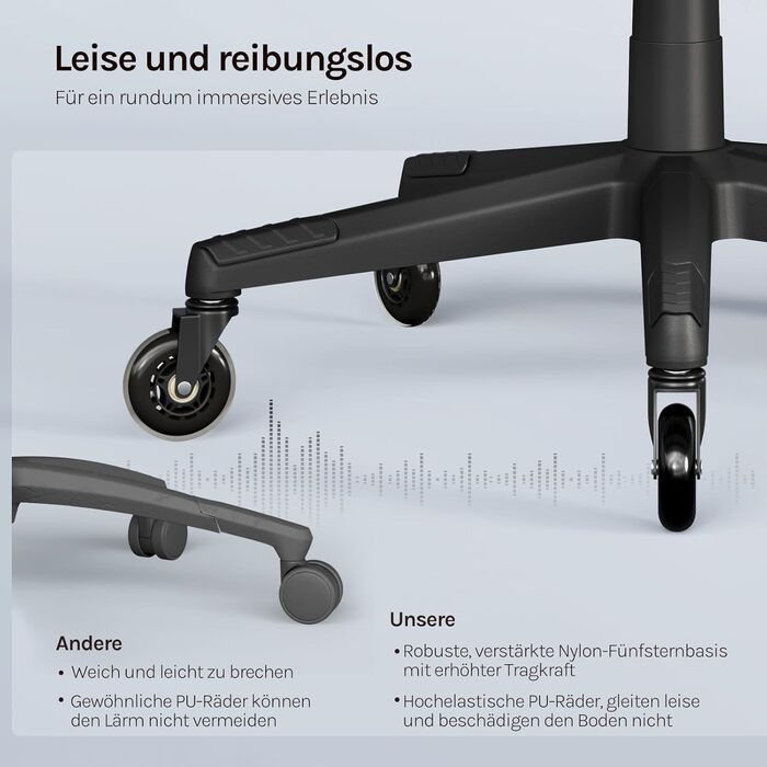 Ігровий крісло WOLTU з регульованою спинкою, обертовий офісний крісло з підлокітниками, підставкою для ніг, поперековою підтримкою, підголівником, блакитний