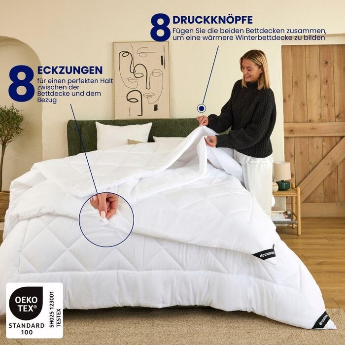 Комплект ковдр DREAMWAY 155x220 4 сезони (2 шт.): ковдра 155x220 300gsm + літня ковдра 155x220 150gsm, біла