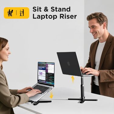 Підставка для ноутбука FoldWise X для столу – алюміній, 360° обертання, складна, регульована по висоті та куту нахилу – стабільна та портативна підставка для ноутбука, MacBook та комп'ютера, 11-18 дюймів (Чорний)