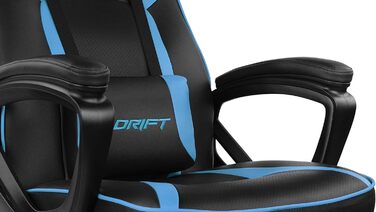 Крісло DRIFT GAMING DR50 -DR50B - професійне, регульоване по висоті, крісло-гойдалка, м'які підлокітники, штучна шкіра, 67 x 122-131 x 67 см (Синій, Сучасний)