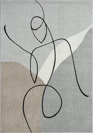 Сучасний м'який дизайнерський килим з м'яким ворсом, що не вимагає особливого догляду, стійкий до фарбування, привабливий, трикутний, сіро-білий, (200 x 280 см, сірий-Абстрактний)
