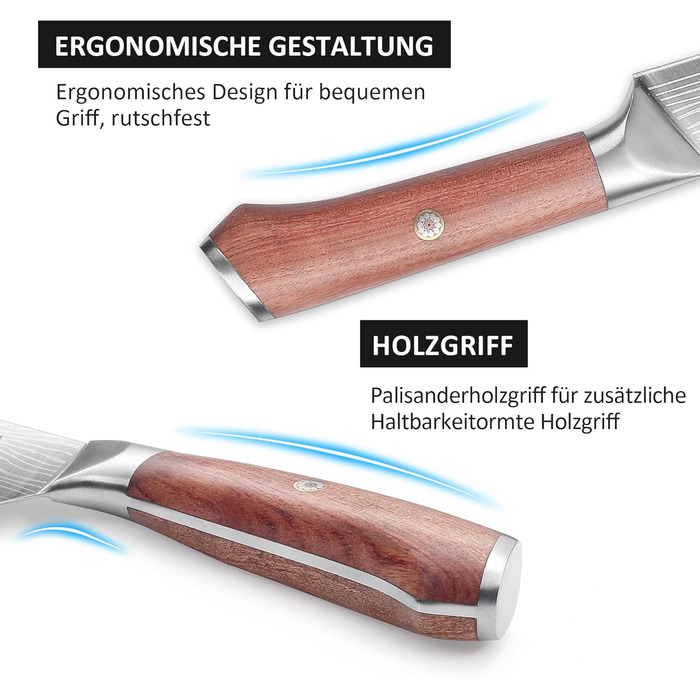 Набір кухонних ножів YOTSUBA Profi з дерев'яним блоком та точилкою, ножиці, набір кухонних ножів з нержавіючої сталі, 33 см