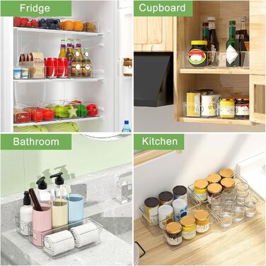 Організатор для холодильника FINEW, 12 шт. (4 маленькі, 4 середні, 4 великі), прозорі контейнери для зберігання, BPA free