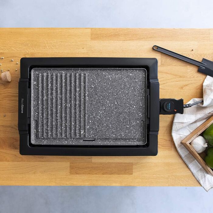 Електрична гриль-плита Cecotec Tasty&Grill 2000 InoxStone, 2000 Вт, нержавіюча сталь, регульована температура, антипригарне покриття