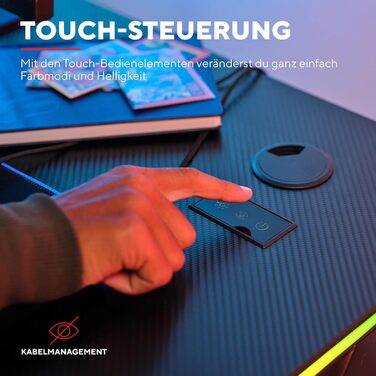 Ігровий стіл Trust Gaming GXT 709W Luminus RGB з підсвічуванням LED, 10 режимів, USB, білий, з підставкою для навушників та тримачем для напоїв, 120 x 60 см