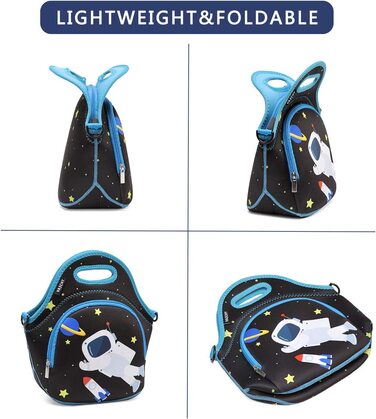 Дитяча сумка для обіду, мила неопренова ізольована сумка для обіду для хлопчиків та дівчат до школи, дитячий садок, дитячий садок, обід, тоталізатор, кошенята (1-космонавт)