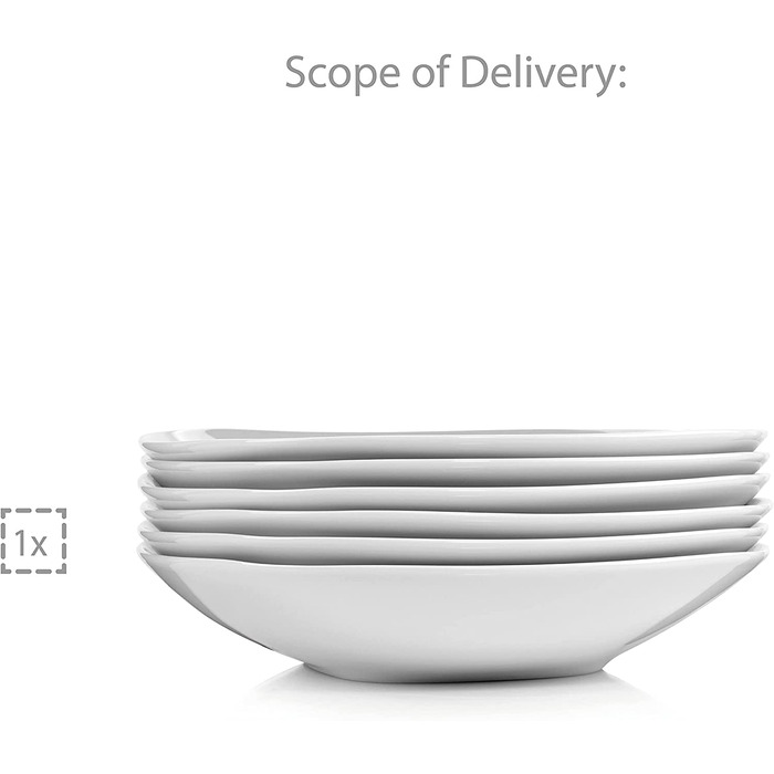 Співачка / сервіровка столу Більгола білий, набір посуду з 18 предметів на 6 осіб з порцеляновими тарілками для супу, десерту і плоскими тарілками (Супова тарілка на 6 ложок)