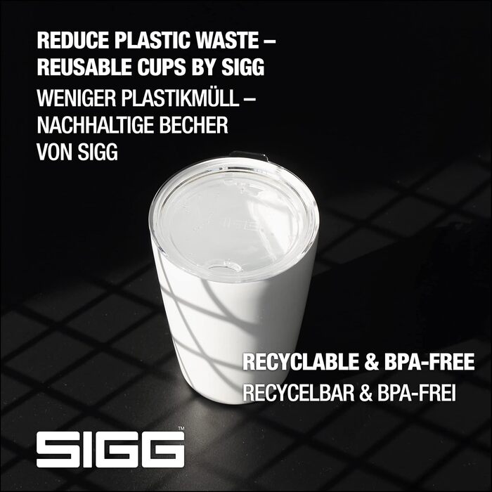 Кружка SIGG Neso Pure Ceram з кришкою Tritan, нержавіюча сталь 18/8, 0.3L/0.4L, миється в посудомийній машині, BPA-free