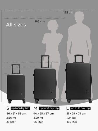 Чохол жорсткий REDOLZ XL 79см ABS 4,14 кг 4 коліщатка та замок TSA Чорний (Essentials 09)