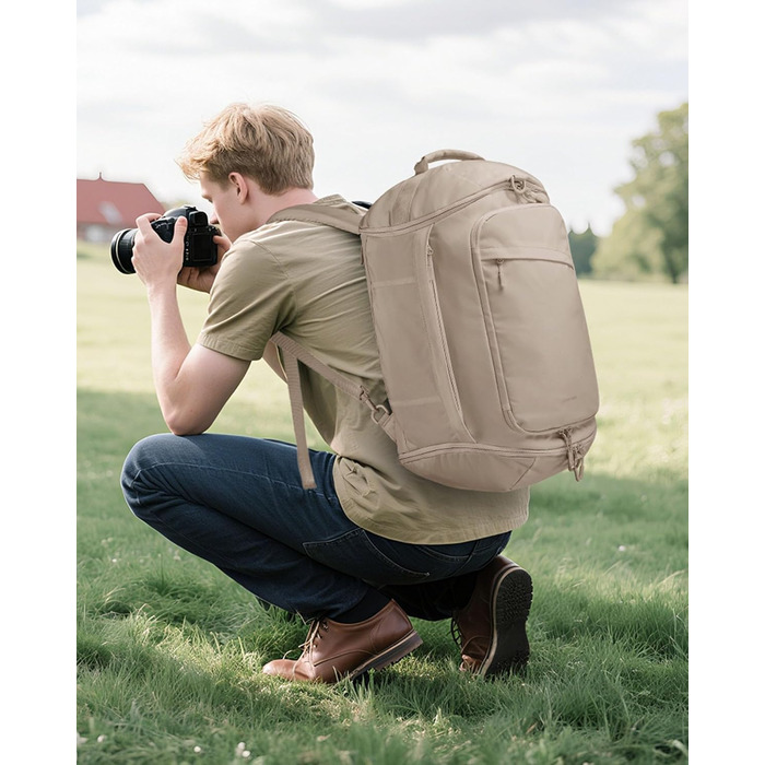 Спортивна сумка LOVEVOOK для жінок та чоловіків, велика сумка для залу, дорожня сумка з відділенням для взуття та мокрою сумкою, водонепроникна сумка для тренувань, плавання, Travel Duffle Bag з функцією рюкзака, 45L (51*28*32 см), Khaki