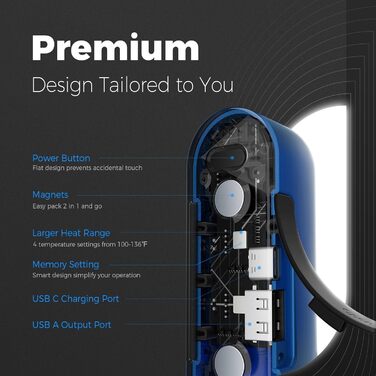 Електричний гріє для рук OCOOPA 10000 mAh (2 шт.), 4 режими нагріву, USB power bank для зими, UT2s (MagTwins)