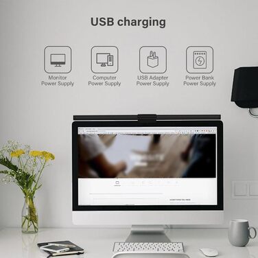 LED лампа для монітора 55 см з інтелектуальним керуванням USB, захист очей, торкання, регулювання температури кольору, для ПК, офісу