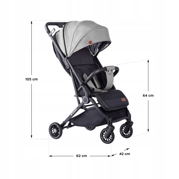 Дитячий прогулянковий візок TULANO Milan 35, сірий, легкий, складний, з москітною сіткою