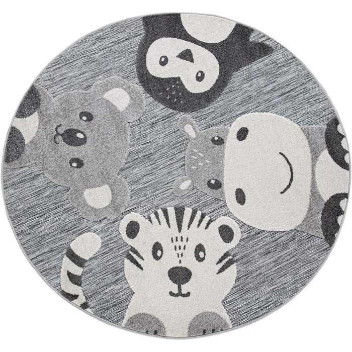 Домашній дитячий килим, круглий ігровий килимок сучасний 3D ефект, розмір колір (діаметр 120 см круглий, сірий 3)