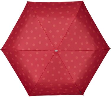 Секційна ручна міні плоска парасолька, 23 см, чорна (Sunset Red Polka Dots), 3-