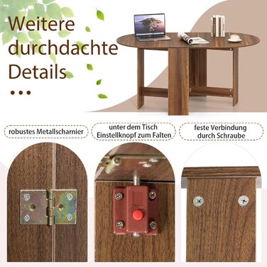 Розкладний обідній стіл GIANTEX для кухні та вітальні, дерев'яний, овальний, на 4-7 осіб, 163 x 80 x 75 см