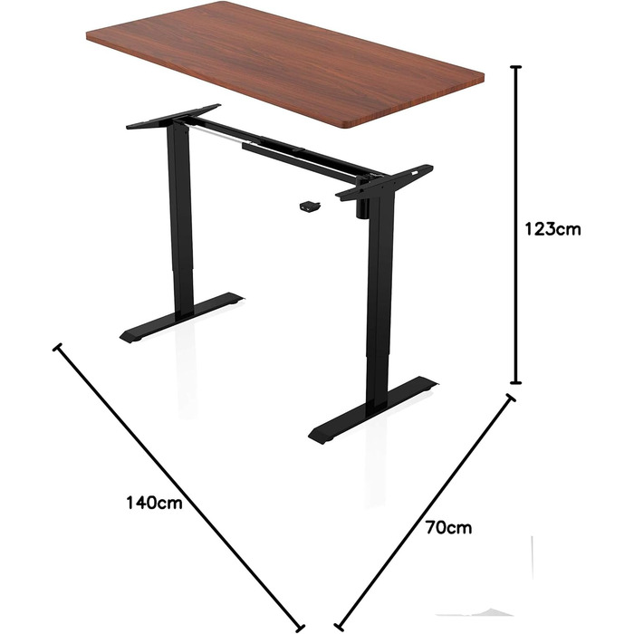 Електричний регульований стіл AGIL 140x70 см - білий каркас, стільниця горіх, з індивідуальним мотором, регулювання по висоті, ергономічний, сидячи-стоячи