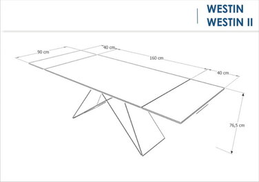 Стіл WESTIN I чорний/чорний мат (160-240)X90