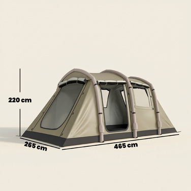 Надувний намет для 2-4 осіб зі швидким розгортанням для кемпінгу: з повітряним насосом, москітними сітками, кілочками та козирком