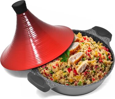 Тажин Joeji's Kitchen з кришкою, антипригарний, литий алюміній, 28 см, для індукції – марокканський горщик для приготування страв
