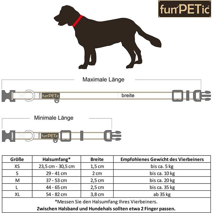 Нашийник для собак funPETic-різних розмірів, з м'якою підкладкою, світловідбиваючий, для великих і маленьких собак (L)