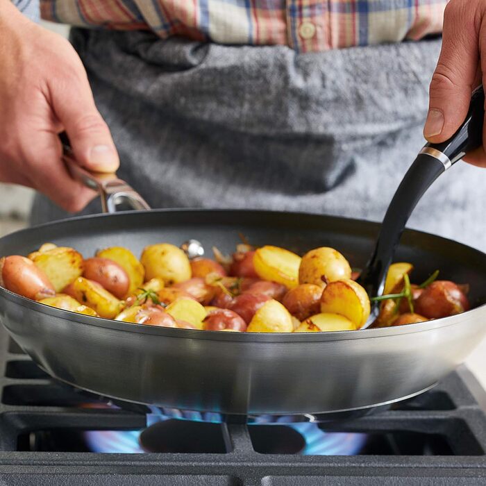 Сковорода KitchenAid 30 см з нержавіючої сталі з антипригарним покриттям, срібна