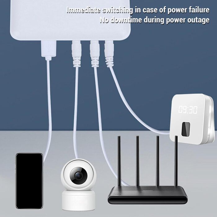 ДБЖ (UPS) з акумулятором, 6000 мАг, резервне живлення з інтелектуальною LED-індикацією, 5 В, 9 В, 12 В вихід, багатофункціональний захист, неперервна подача живлення (EU-штекер)