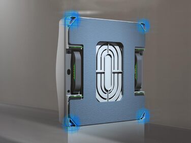 Робот для миття вікон Hutt W8 з пультом дистанційного керування | 2-фазне розпилення, 3800Pa всмоктування | 80 мл бак, розпізнавання країв | Для скла, плитки, дзеркал (4 серветки для миття, страхувальний трос в комплекті)