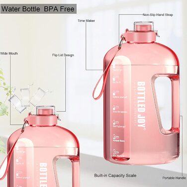 Пляшка для води GHONLZIN, спортивна пляшка з індикатором часу, пляшка для пиття, пляшка для води для спортзалу і занять спортом (фіолетовий, 1,5 л)