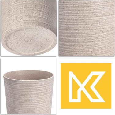 Набір горщиків KADAX (3 шт.) з дерев'яною стружкою, елегантні кашпо з винімною вставкою, захист для квітів (кремовий, 3 шт. - 19,25,30 см)