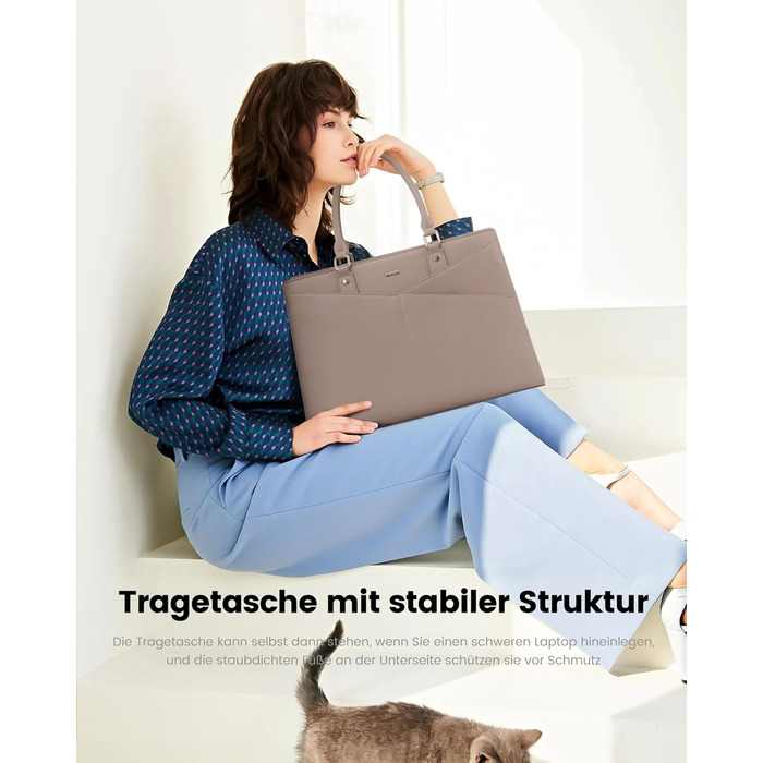 Сумка для ноутбука LOVEVOOK: жіноча сумка-шоппер, сумка для роботи, навчання, офісу, бізнесу, 15.6 дюймів, чорний (Y-khaki Sand)