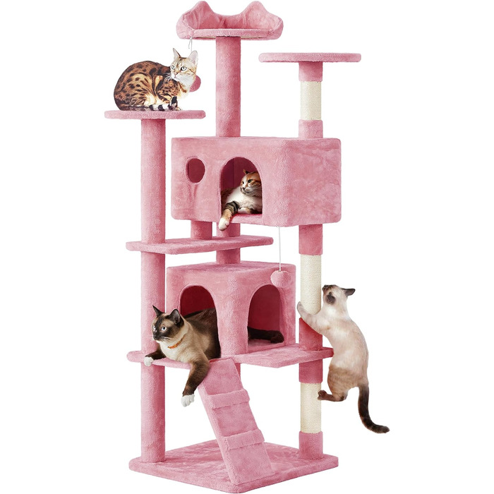 Кігтеточка Котячі меблі, Лазіння по дереву для котів, (178 см, рожевий)