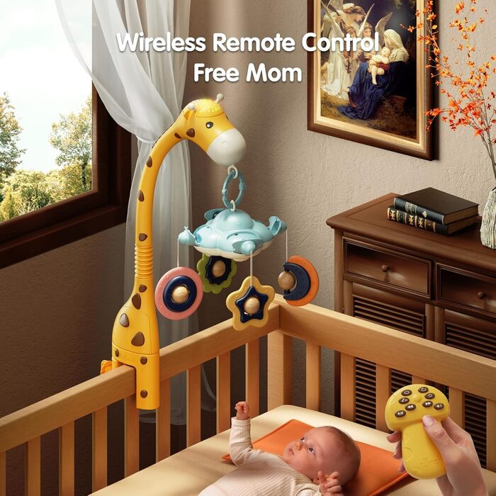 Мобіль для ліжечка TUMAMA 3 в 1 з проєктором, нічником та музикою для малюків