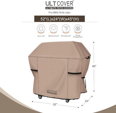 Водонепроникний чохол для гриля ULTCOVER 132 см, міцний чохол для газового гриля на 2-4 пальники, для вулиці