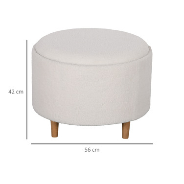 HOMCOM Ottoman Ø56 x 42 см, круглий пуф з місцем для зберігання та відкидною кришкою, дерев'яні ніжки, ідеально підходить для вітальні та спальні, білий