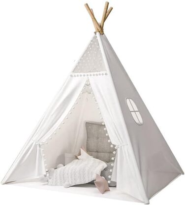 Camiraft Тент-Тіпі для дітей сірого кольору, ігровий намет з бавовни для хлопчиків та дівчаток, складаний намет-халапа для гри в приміщенні та на вулиці