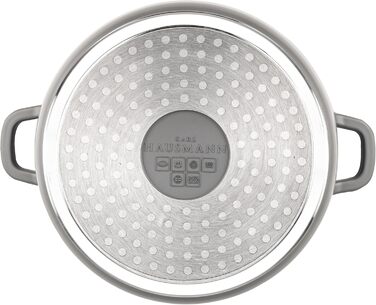 Каструля з антипригарним покриттям 10 літрів з кришкою, діаметр 28 см, з алюмінієвого лиття, для всіх типів плит (включаючи індукцію), сіра. Ідеально підходить для супу, тушкування та приготування великих порцій.