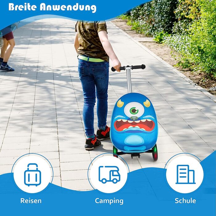 Дитяча валіза/самокат DREAMADE 2в1 79,5х70х33 см синя