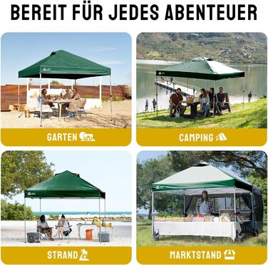 Павільйон CROWN SHADES 3x3: Водостійкий, Зимостійкий, з UV-захистом 50+, для кемпінгу та саду, регульована висота, з сумкою (лісово-зелений)