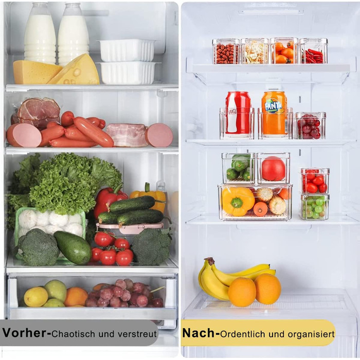 Органайзер для холодильника Jamiukro, ящик для зберігання фруктів і овочів на 7 персон, штабельовані контейнери для харчових продуктів з кришками, прозорі Кухонні контейнери для зберігання круп, зберігання напоїв