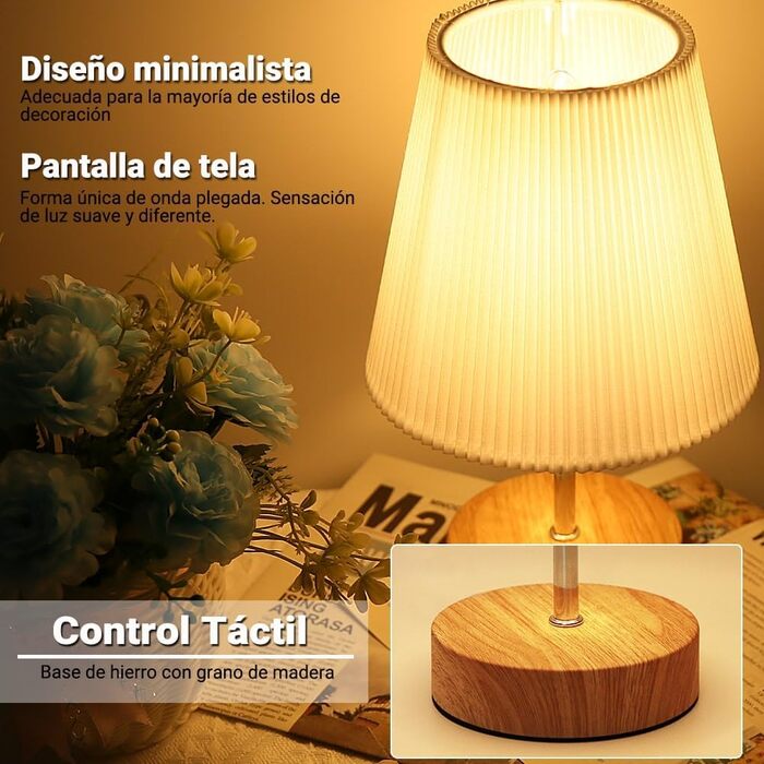 Приліжковий світильник Touch Dimmable, HSLighting, 3 рівня яскравості, мінімалістична настільна лампа