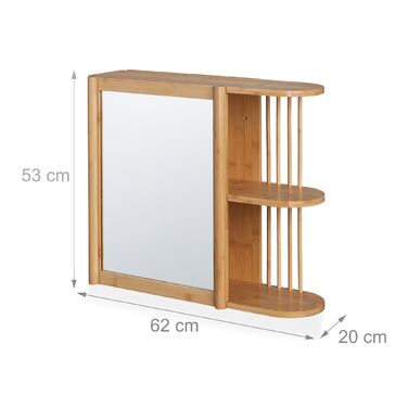 Поличка для стін з бамбука Relaxdays зі дзеркалом