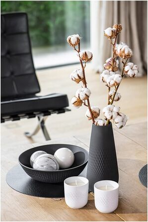 Villeroy & Boch ваза Manufacture Noir, чорна матова, кераміка, 3 шт., для пампасу, велика, преміум-якість