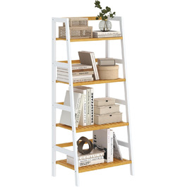 Багатофункціональна бамбукова полиця VIAGDO з 4 ярусами для ванної кімнати, книг, взуття, рослин, балкону, квітів. Білий колір