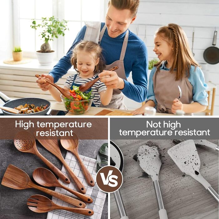 Дерев'яний набір кухонного приладдя Spardar (12 шт.): ложки, шумовки, підставка, рукавички. Ідеально для подарунку!