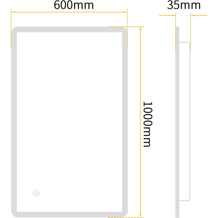 Дзеркало для ванної кімнати з LED-підсвічуванням BD-Baode 40x60 см, 3 режими світла, сенсорне керування