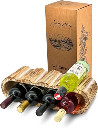 Дерев'яна полиця для вина Rustikales Weinregal - підставка для 8 пляшок, 2 яруси, ручної роботи, олія, для кухні, їдальні, вітальні