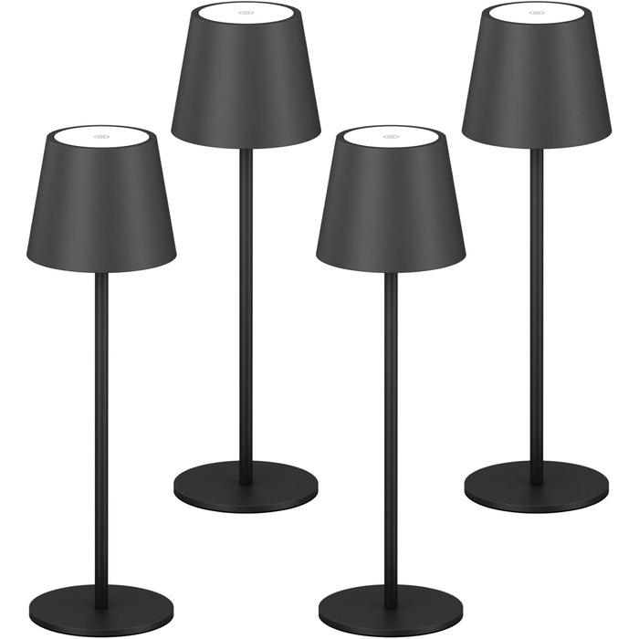 LED настільна лампа K-Bright з регулюванням яскравості, акумуляторна, бездротова, 36.5 см, тепле світло 2700K, USB-C, IP54, пісочний колір (чорний)